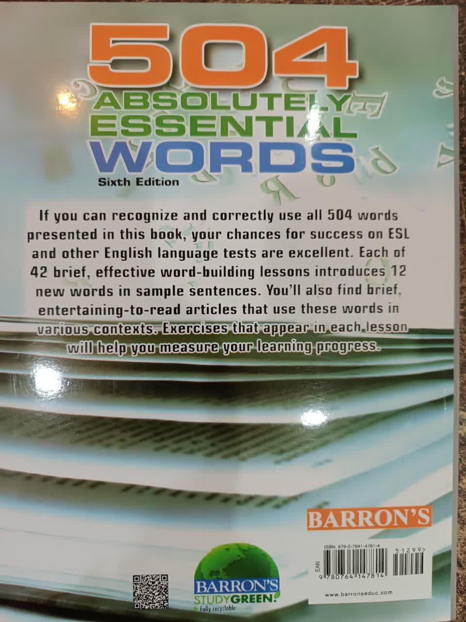بارونز بدون ترجمه 504Absolutely Essential Words(sixth Edition)